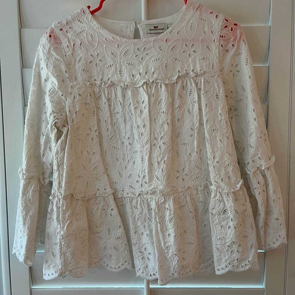 Vineyard vines white eyelet long sleeve top